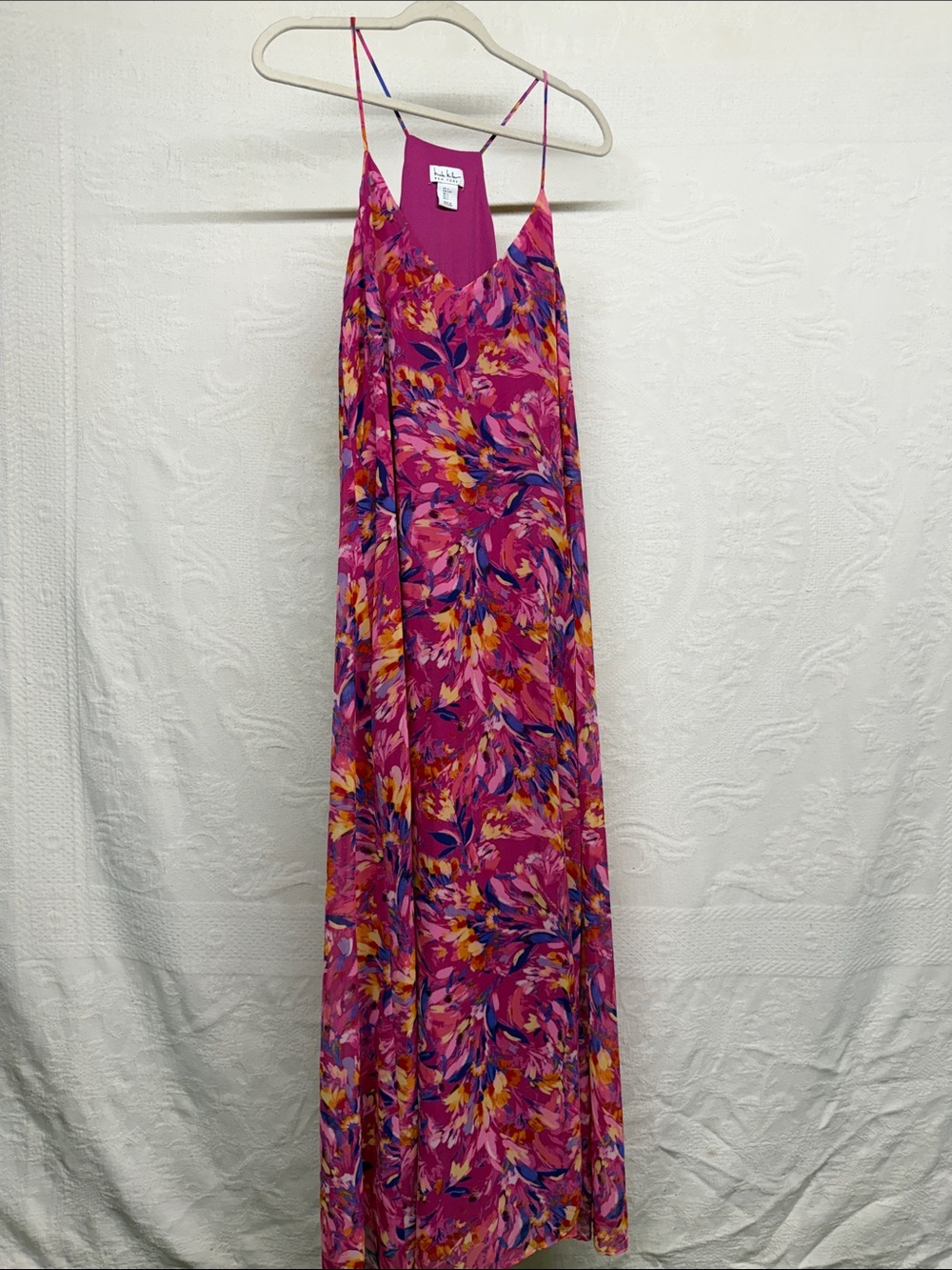 Nicole Miller Pink Floral Maxi Dress w/ slit